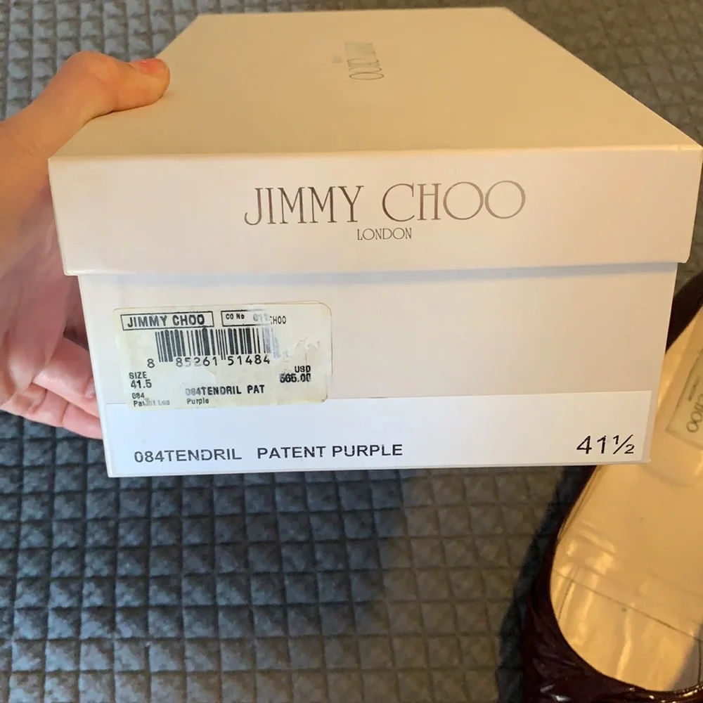 Jimmy Choo purple patent twist flats